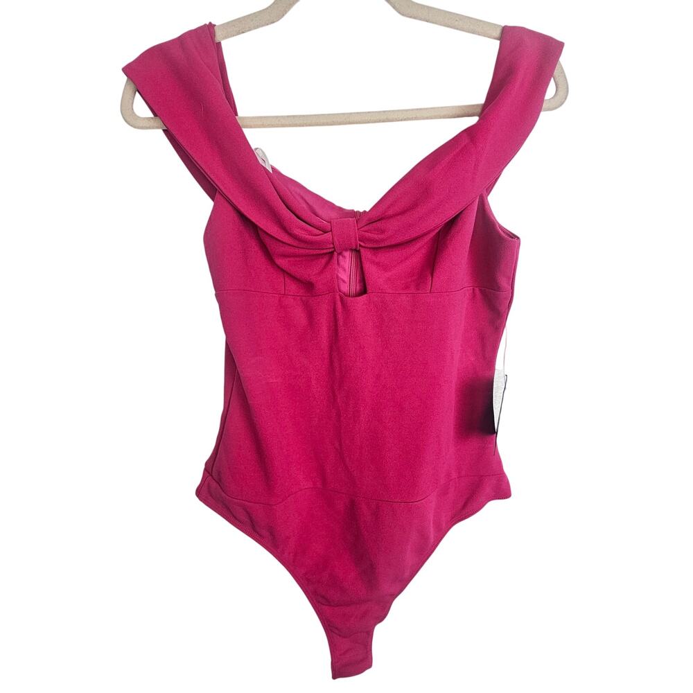 Lulus Womens Off Shoulder Bodysuit Size L One PIece Keyhold Cutout Feminine Pink